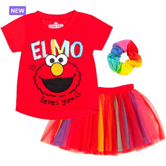 3-Piece Polyester Blend Set with Short Sleeve Tee and Tutu Skirt